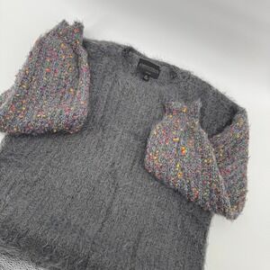 ABSOLUTELY CREATIVE WORLDWIDE Grey Fuzzy Multi Color Speckled Knit Sweater M